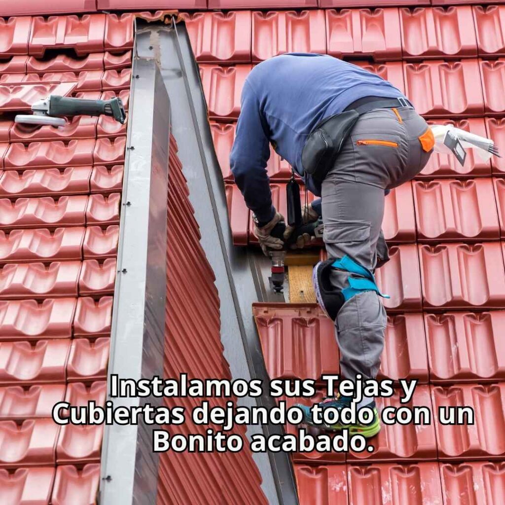 Hombre instalando las tejas de un techo